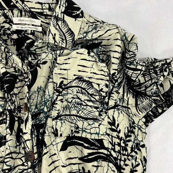 Urban Outfitters Small Button Down Crop Top Nylon Beige Black Halter - Picture 10 of 11